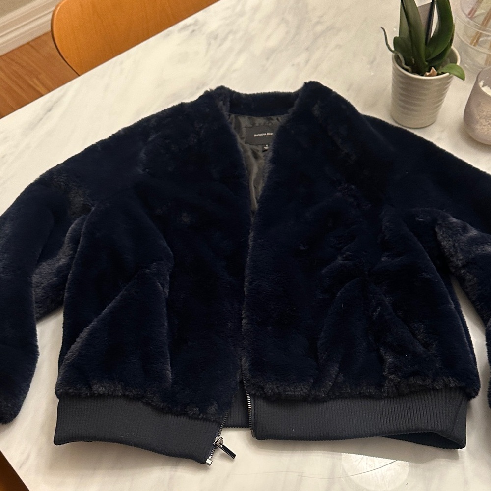 Banana Republic Luxurious Faux Fur Jacket in Deep Blue